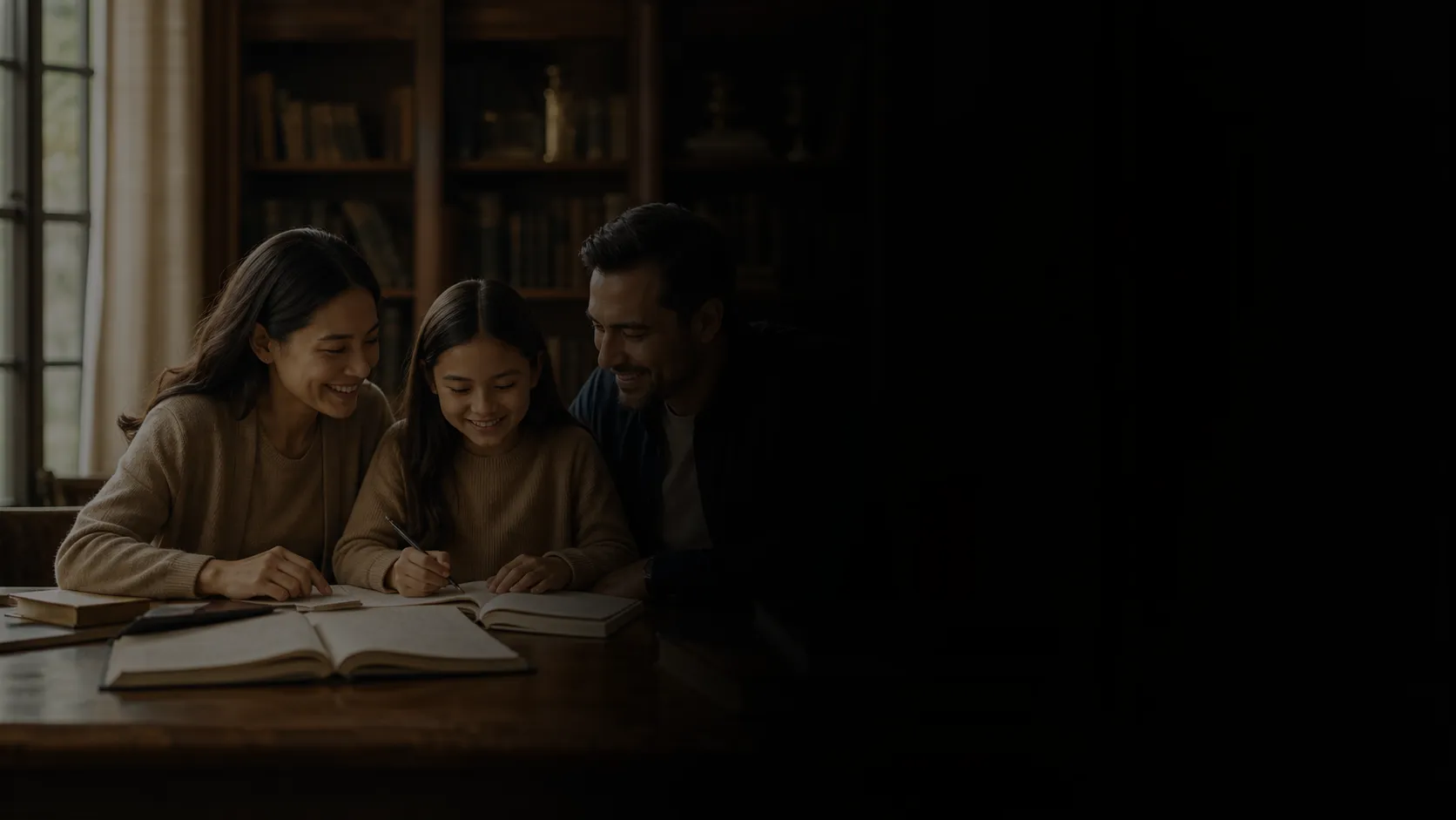 Mother and daughter studying together