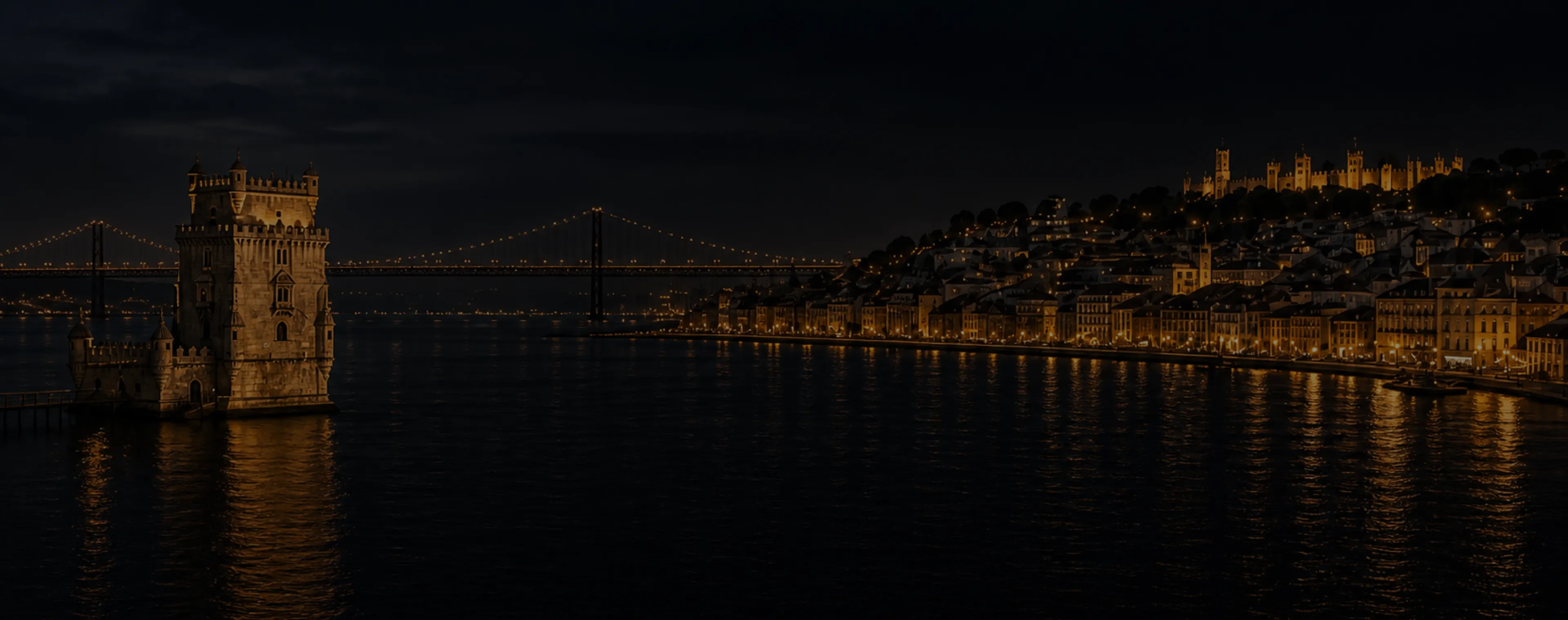 Lisbon waterfront at night