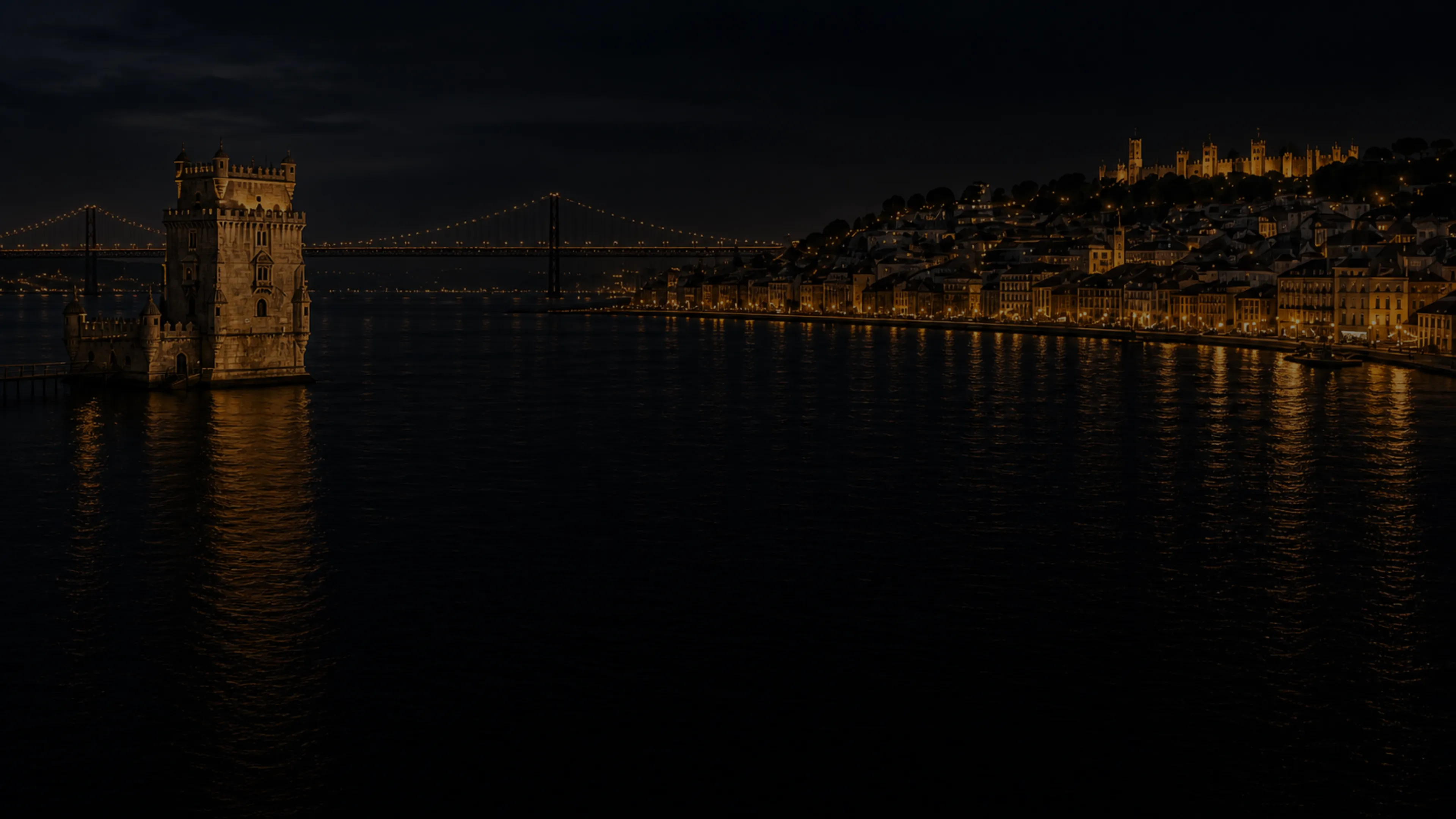 Lisbon waterfront at night